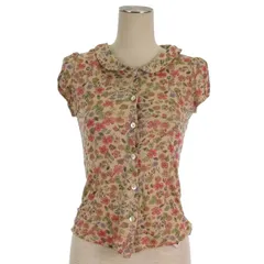 アニエスベー agnes b. 花柄 シャツ カットソー 半袖 リネンミックス ベージュ系 1 ■GY14