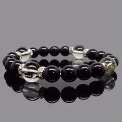 最強の厄除け　天然石 水晶 オニキス デザインブレスレット ：D1-27-3