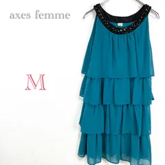 アクシーズファム♡axes femme【M】フリルドレス　ワンピース　ビジュー　ノースリーブ　結婚式　二次会