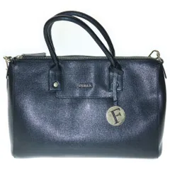 FURLA (フルラ) リンダ サッチェル ロゴストラップ 2WAY ショルダー ハンドバッグ レディース ブラック