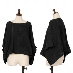 イッセイミヤケISSEY MIYAKE 透かし切替スクエアドレープリブニット 黒2