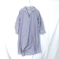 美品✨ヤエカ コットンリネン スキッパーロングシャツ ストライプ