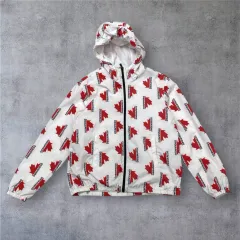 DSQUARED2 白 メイプル リーフ プリント フード ウィンドブレーカー 14Y (成人XS)