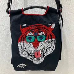 9569　BALL&CHAIN　ボールアンドチェーン　 ショルダーバッグ　斜めがけ　ミニバッグ　 MULGA　モルガ　コラボ　刺繍　エコバッグ　 トラ　タイガー　ブラック系　黒　ナイロン　 軽量　レディース