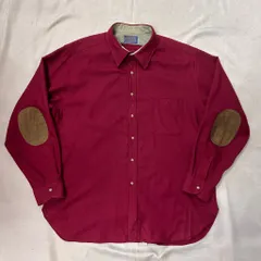 70s~ PENDLETONペンドルトン MADE IN USAウールシャツ エルボーパッチ 肘パッチ バーガンディ ワインレッド SIZE XXL NO.T198
