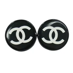 本物 シャネル CHANEL ココマーク ピアス プラスチック メタル シルバー金具 ブラック ホワイト Coco Mark アクセサリー ジュエリー 中古・