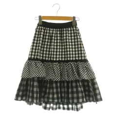 アナスイ ANNA SUI mini ティアードスカート ロング チェック チュール L ブラック ホワイト /MY ■OS ■GY58