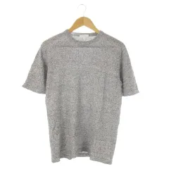 B&Y ユナイテッドアローズ BEAUTY&YOUTH ビューティー&ユース ニットTシャツ 麻 リネン L グレー 杢柄 クルーネック 半袖 /CK11 ■GY58