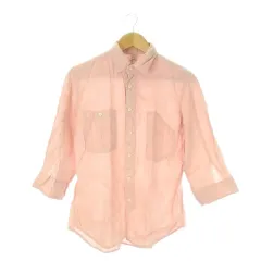 ジャーナルスタンダード レリューム JOURNAL STANDARD relume リネンシャツ 麻 M ピンク 七分袖 レギュラーカラー 胸ポケット /CK5 ■GY58