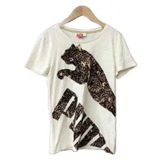 プーマ PUMA Tシャツ カットソー ロゴ レオパード 豹柄 半袖 L ベージュ