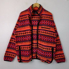 OUTDOOR PRODUCTS アウトドアプロダクツ フリースジャケット 総柄 オレンジ メンズ 古着 アウトドア アメカジ ストリート