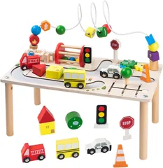 木のおもちゃ 知育玩具 多機能 遊びテーブル 折りたたみ式 **4420255 B0FLMVW9TT