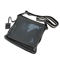 BALLY バリー ショルダーバッグ レザー メンズ ブラック シルバー金具 ボーダー ファッション