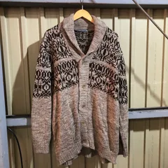 1808 Angelo Litrico カーディガン ブラウン XXL アンジェロリトリコ ニット セーター コットン 幾何学模様 厚手 古着卸 アメリカ仕入