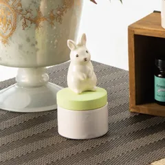 アロマストーン うさぎ 動物 陶器 （ アロマポット アロマ 石 セラミック 芳香剤 オフィス リビング 小型 自然気化 卓上 電源不要 電気不要 エコ 省エネ 寝室 デスク リラックス ウサギ ）
