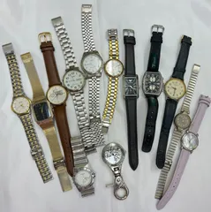 N ★処分価格【ジャンク時計まとめ】メンズ レディース 時計 まとめ シルバー 革ベルト アナログ 　普段使いのサムネイル