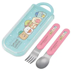 コンビセット スプーン フォーク スライド式 すみっコぐらし キャンプ カトラリー 子供 （ すみっこぐらし カトラリーセット キッズ 食洗機対応 幼稚園 保育園 持ち運び お弁当 お弁当用 スライド ケース付き スプーン＆フォーク ）