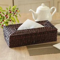 ティッシュケース 籐 アジアン おしゃれ （ ティッシュボックス ティッシュカバー 編み込み ラタン 天然素材 ナチュラル 籐製 収納 ボックスティッシュ 簡単 取り付け インテリア リビング ダイニング 洗面所 ）
