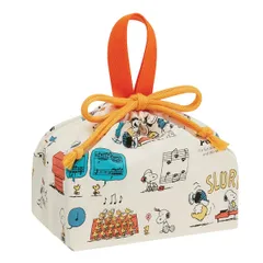 お弁当袋 巾着袋 ランチ巾着 PEANUTS スヌーピー レトロ 子供 キャラクター （ SNOOPY 巾着 キッズ ランチバッグ 幼稚園 保育園 お弁当グッズ ランチグッズ 小物入れ お弁当箱 弁当箱 弁当 子供用 給食袋 給食 袋 弁当巾着 マチ ）