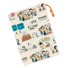 コップ袋 巾着袋 PEANUTS スヌーピー レトロ 歯ブラシホルダー付き （ SNOOPY 巾着 キッズ 歯ブラシホルダー付き コップ 入れ 歯ブラシ 子供用 給食 袋 ランチ巾着 幼稚園 保育園 お弁当グッズ ランチグッズ 入園 準備 ）
