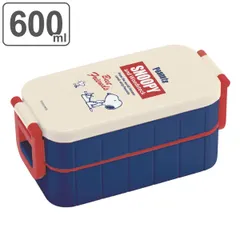 お弁当箱 2段 箸付き PEANUTS スヌーピー レトロラベル タイトランチボックス 600ml （ SNOOPY 弁当箱 レンジ対応 ランチボックス キャラクター 二段 弁当 レンジOK 日本製 お箸付き 二点ロック 仕切り付き ）