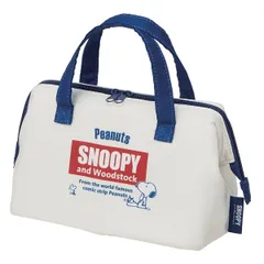 ランチバッグ 保冷 がま口型 PEANUTS スヌーピー レトロラベル （ SNOOPY 保冷バッグ お弁当袋 お弁当入れ がまぐち 持ち手付き 保冷ランチバッグ ボストンバッグ型 Wファスナー ランチ 弁当 キャラクター ）