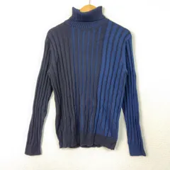 MICHEL KLEIN HOMME ミッシェルクランオム ニット タートルネック ストライプ ネイビー 51サイズ メンズ 古着 モード シンプルのサムネイル