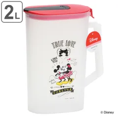 冷水筒 ピッチャー 2L ミッキー＆ミニー 冷水ポット ワンプッシュ 水差し 麦茶ポット お茶ポット プラスチック 日本製 キャラクター （ ジャグ ディズニー ミッキー ミニー 麦茶 ポット 冷茶 プラスチック ドリンクピッチャー ）