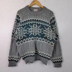 McGREGOR マックレガー ニット セーター 総柄 ケーブル編み グレー LLサイズ メンズ 古着 レトロ アメカジ ストリート