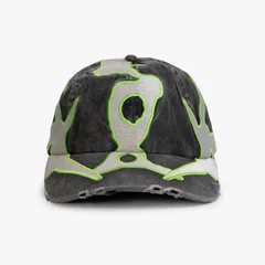 P.A.M. / PERKS AND MINI | THIRTY THREE AND A THIRD BASEBALL CAP (BLACK WASH/SHARP GREEN) PAM パム 刺繍 6パネルキャップ グラフィック ブラック グリーン デニム