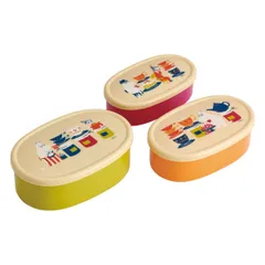 弁当箱 抗菌 3個セット ムーミン ママズトリート （ MOOMIN お弁当箱 シール容器 レンジ対応 ランチボックス デザートケース フルーツケース レンジOK 入れ子式 果物ケース 保存容器 400ml 280ml 180ml AG 銀 ）