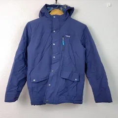 patagonia パタゴニア 中綿ジャケット 裏ボア ロゴ刺繍 ブルー XL 14サイズ メンズ 古着 アウトドア ストリート