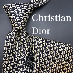 【大特価】Christian Dior ネクタイ クリーム ブラック ロゴ　総柄