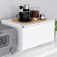 トースターラック ホワイト （ 日本製 スチール ブレッドケース レンジ上ラック 家電ラック トースター用ラック トースター台 キッチンラック パンケース パン収納 家電 収納 キッチン収納 白 ）のサムネイル