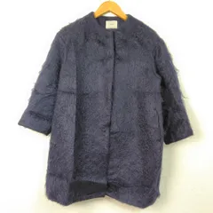IÉNA イエナ ノーカラーコート 無地 ブルー 36サイズ レディース 古着 モード シンプル