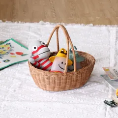 バスケット MERRY ホームワンハンドルオーバルバスケット （ かご カゴ 収納 ラタン 天然素材 アジアン雑貨 ハンドメイド 持ち手付き 収納かご 藤 手編み 小物収納 小物入れ おしゃれ インテリア リビング 見せる収納 ）
