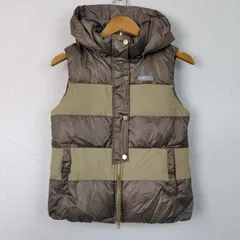 adidas adipure アディダス ダウンベスト ボーダー ブラウン Mサイズ メンズ 古着 スポーツMIX アウトドア