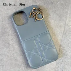 Christian Dior クリスチャンディオール Lady Dior iPhone13 ケース レザー チャーム ブルー カナージュ