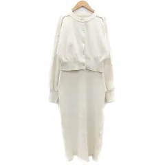 ワンアフター アナザー ナイスクラップ one after another NICE CLAUP セットアップ 上下 ニットカーディガン ショート丈 カットアウト ラウンドネック キャミソールワンピース ロング丈 マキシ丈 F アイボリー /YM2