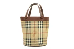 バーバリー ヴィンテージミニ ハンドバッグ トート ノバチェック バケット PVCレザー ベージュ Burberry 5334h