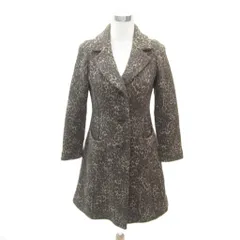 ユキトリイ YUKI TORII オープンカラーコート ロング丈 38 M 茶 レオパード柄 ヒョウ柄 /SY35 ■GY60