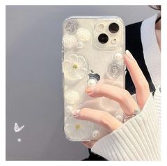 iPhone17 케이스 iphone 케이스 3D 입체 플라워즈 꽃무늬 스마트폰 케이스 케이스 아이폰 14 케이스 봄 여름 가을 겨울 진주 화이트 클리어 투명 shoujike57