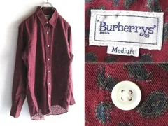 希少 80s-90sビンテージ Buberrys' バーバリー 総柄 ペイズリー シャツ M バーガンディ
