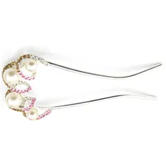 U字型パールヘアコーム  水晶の花のヘアピン  ヘアクリップ  U字型ヘアピン  髪留め  ブライダルヘアアクセサリー  ヘッドピース （クリームホワイト）