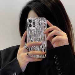 iPhone17 케이스 iphone16 케이스 웨이브 실버 반짝반짝 iphone 케이스 스마트폰 케이스 스마트폰 케이스 아이폰 14 케이스 봄 여름 가을 겨울 냉감 메탈릭 카메라 보호 세련된 shoujike65