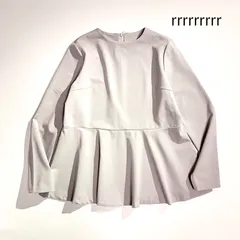 cX22 rrrrrrrrr ペプラムシャツ ブラウス フォーマル スーツ オフィス カットソー バックファスナー フォーマル フリル フレア ペプラム ブラウン 茶色 ナインアール 定価14,510円