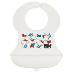 ベビーエプロン お食事エプロン ハローキティ フェイス シリコン製 キャラクター （ ポケット付き ベビーグッズ ベビー用品 離乳食 赤ちゃん スタイ よだれかけ お食事スタイ キティ KITTY ）