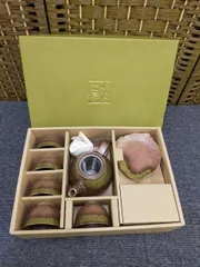 未使用 03-189-48 古窯 ポット茶器揃 うつわ工房 急須 湯呑5客セット 共箱付