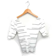 スナイデル snidel カットソー ニット Vネック 総柄 ロールアップ 半袖 F アイボリー ブラック 黒 /TT38