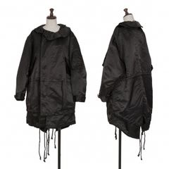 Y's ワイズ 美品 19AW ナイロンツイル 裏ボア フーディーコート 黒1